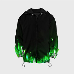 Куртка с капюшоном детская Зеленый огонь, цвет: 3D-черный