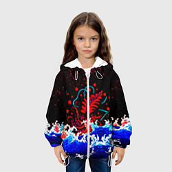Куртка с капюшоном детская Кровавый Кракен Монстр, цвет: 3D-белый — фото 2