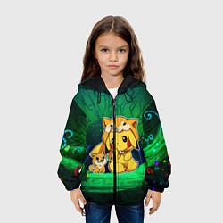 Куртка с капюшоном детская Пикачу и корги, цвет: 3D-черный — фото 2