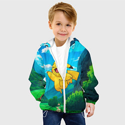 Куртка с капюшоном детская Радостный Пикачу в прыжке, цвет: 3D-белый — фото 2