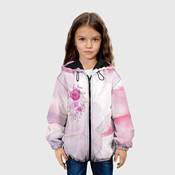 Куртка с капюшоном детская Цветы роспись акварелью, цвет: 3D-черный — фото 2