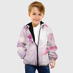 Куртка с капюшоном детская Цветы роспись акварелью, цвет: 3D-черный — фото 2