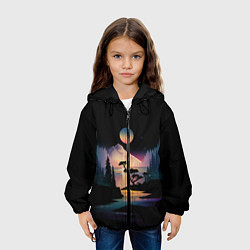 Куртка с капюшоном детская Природа в темноте, цвет: 3D-черный — фото 2