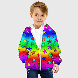 Куртка с капюшоном детская Радужные звезды, цвет: 3D-белый — фото 2
