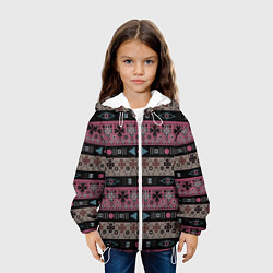 Куртка с капюшоном детская Этнический полосатый орнамент, цвет: 3D-белый — фото 2