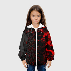 Куртка с капюшоном детская 3Д Разлом 3D Плиты и огонь, цвет: 3D-белый — фото 2