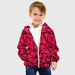 Куртка с капюшоном детская Красно-черный полигональный, цвет: 3D-белый — фото 2