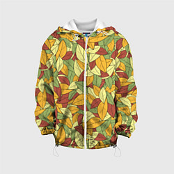 Куртка с капюшоном детская Яркие осенние листья, цвет: 3D-белый