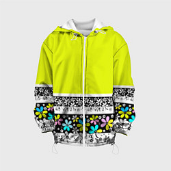 Куртка с капюшоном детская Яркий цветочный узор, цвет: 3D-белый