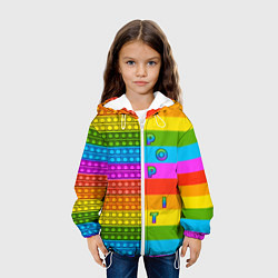 Куртка с капюшоном детская POP it вертикальная надпись, цвет: 3D-белый — фото 2