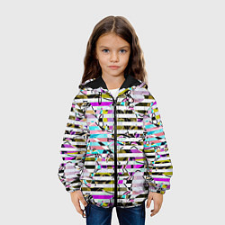 Куртка с капюшоном детская Полосатый абстрактный узор, цвет: 3D-черный — фото 2