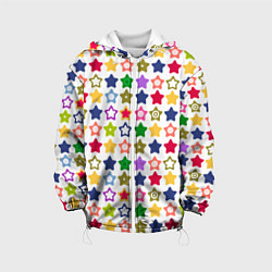 Куртка с капюшоном детская Разноцветные звездочки, цвет: 3D-белый