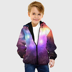 Куртка с капюшоном детская Космос, сияние и звезды, цвет: 3D-черный — фото 2