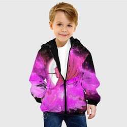 Куртка с капюшоном детская Аниме Девушка Розовый Космос, цвет: 3D-черный — фото 2