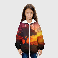 Куртка с капюшоном детская СОЛНЦЕ НАД АФРИКОЙ, цвет: 3D-белый — фото 2