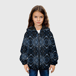 Куртка с капюшоном детская Темный синий абстрактный узор, цвет: 3D-черный — фото 2