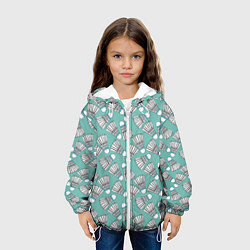 Куртка с капюшоном детская Воланы на ментоловом, цвет: 3D-белый — фото 2