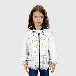 Куртка с капюшоном детская Композиция из смайликов квадратов и треугольников, цвет: 3D-черный — фото 2