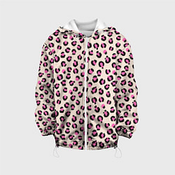 Куртка с капюшоном детская Леопардовый принт розовый, цвет: 3D-белый