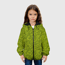 Куртка с капюшоном детская Зеленый мраморный узор, цвет: 3D-черный — фото 2
