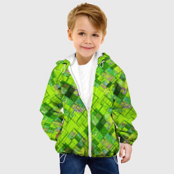 Куртка с капюшоном детская Ярко-зеленый абстрактный узор, цвет: 3D-белый — фото 2