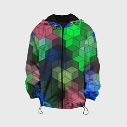 Куртка с капюшоном детская Разноцветный геометрический уз, цвет: 3D-черный