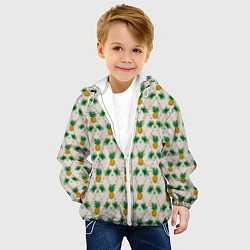 Куртка с капюшоном детская Узор ретро Ананасы, цвет: 3D-белый — фото 2