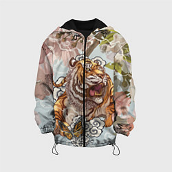 Куртка с капюшоном детская Тигр в облаках, цвет: 3D-черный