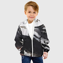 Куртка с капюшоном детская Потеки черной краски, цвет: 3D-белый — фото 2
