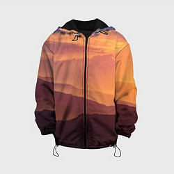 Куртка с капюшоном детская Закат в горах, цвет: 3D-черный