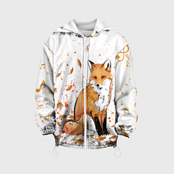Куртка с капюшоном детская ЛИСА В ЛИСТЬЯХ ОСЕННЕЕ НАСТРОЕНИЕ FOX IN THE FORES, цвет: 3D-белый