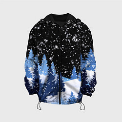 Куртка с капюшоном детская Снежная ночь в зимнем лесу, цвет: 3D-черный