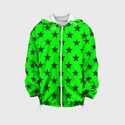 Куртка с капюшоном детская Звездный фон зеленый, цвет: 3D-белый