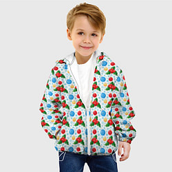 Куртка с капюшоном детская Новогодняя Символика украшения, цвет: 3D-белый — фото 2