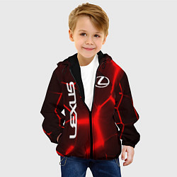 Куртка с капюшоном детская ЛЕКСУС КРАСНЫЕ 3Д ПЛИТЫ, цвет: 3D-черный — фото 2