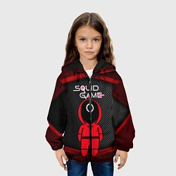 Куртка с капюшоном детская Игра в кальмара - 3D плиты, цвет: 3D-черный — фото 2