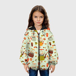 Куртка с капюшоном детская Осенние чаепитие, цвет: 3D-черный — фото 2