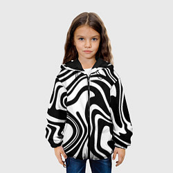 Куртка с капюшоном детская Черно-белые полосы Black and white stripes, цвет: 3D-черный — фото 2