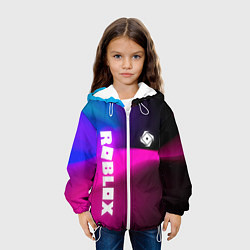 Куртка с капюшоном детская Роблокс лого х эмблема, цвет: 3D-белый — фото 2