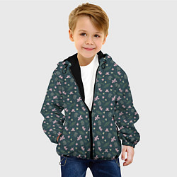 Куртка с капюшоном детская Винтажный узор с цветами, цвет: 3D-черный — фото 2