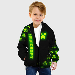 Куртка с капюшоном детская MINECRAFT NEON LOGO CREEPER, цвет: 3D-черный — фото 2