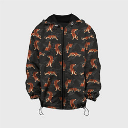 Куртка с капюшоном детская Тигр-хищник в облаках, цвет: 3D-черный
