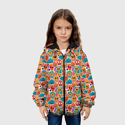 Куртка с капюшоном детская Психоделика Космос Смайлы, цвет: 3D-черный — фото 2
