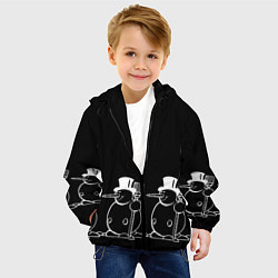 Куртка с капюшоном детская Снеговик на черном фоне, цвет: 3D-черный — фото 2