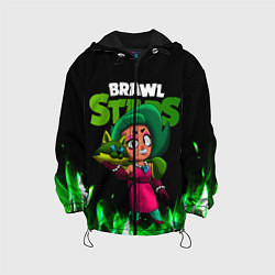 Куртка с капюшоном детская LOLA ЛОЛА BRAWLSTARS зеленый огонь, цвет: 3D-черный