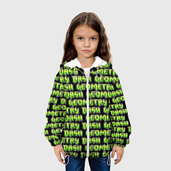 Куртка с капюшоном детская Geometry Dash: Green Pattern Logo, цвет: 3D-белый — фото 2