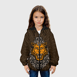 Куртка с капюшоном детская Тигр в треугольнике, цвет: 3D-черный — фото 2