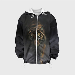 Куртка с капюшоном детская Тигр в тумане, цвет: 3D-белый