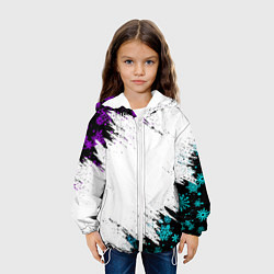 Куртка с капюшоном детская НОВОГОДНИЕ НЕОНОВЫЕ СНЕЖИНКИ 2022, цвет: 3D-белый — фото 2