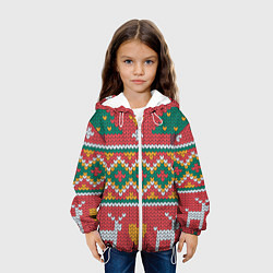 Куртка с капюшоном детская Вязаные олени в узоре, цвет: 3D-белый — фото 2